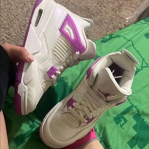 Jordan White and Purple Retro Sneakers with Air Cushioning